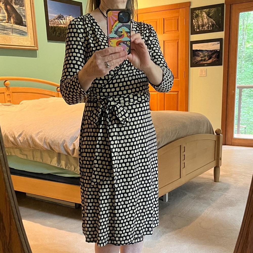 Elegant Black and White Wrap Dress